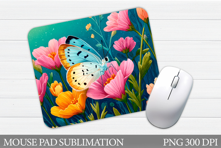 Butterfly Mouse Pad Design. Flowers Mouse Pad Sublimation