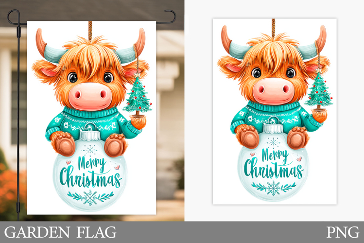 Christmas Cow Garden Flag. Christmas Garden Flag Sublimation