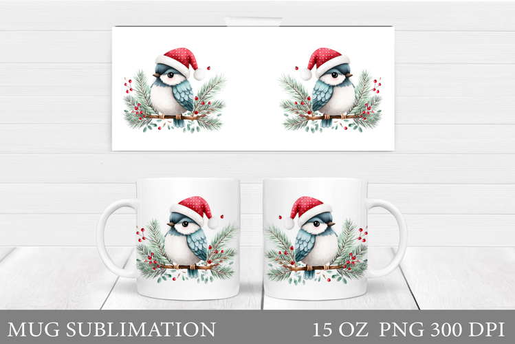 Christmas Bird Mug Design. Christmas Mug Sublimation