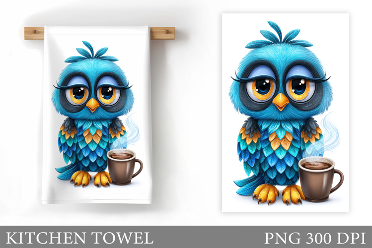 Cute Bird Kitchen Towel Design. Cute Bird Sublimation