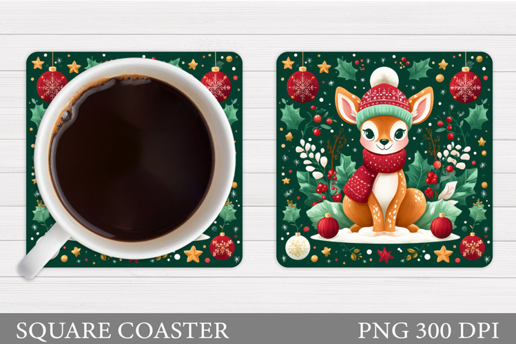 Christmas Deer Coaster Design. Christmas Coaster Sublimation