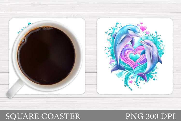 Valentines Dolphins Coaster. Valentines Coaster Sublimation