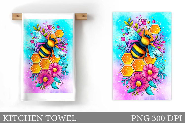 Bee Kitchen Towel Design. Bee Kitchen Towel Sublimation