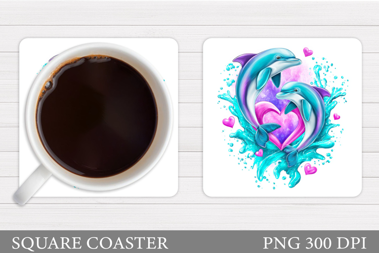 Valentines Dolphins Coaster. Valentines Coaster Sublimation