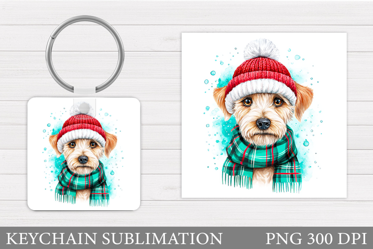 Christmas Dog Keychain. Christmas Keychain Sublimation