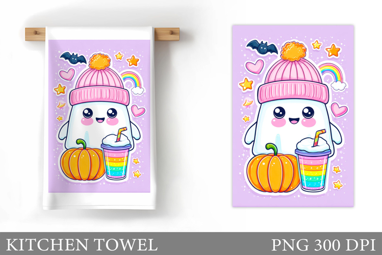 Cute Ghost Kitchen Towel. Halloween Kitchen Towel Design