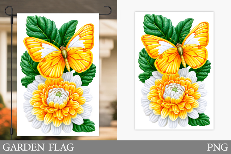 Butterfly Garden Flag Design. Summer Garden Flag Sublimation