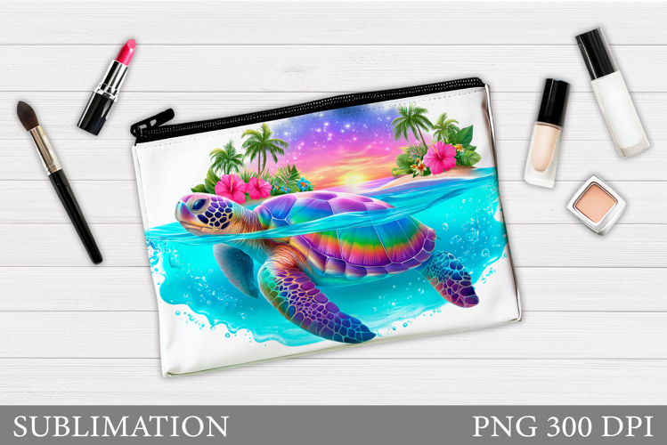 Turtle Cosmetics Bag Design. Sea Turtle Makeup Pouch example image 1
