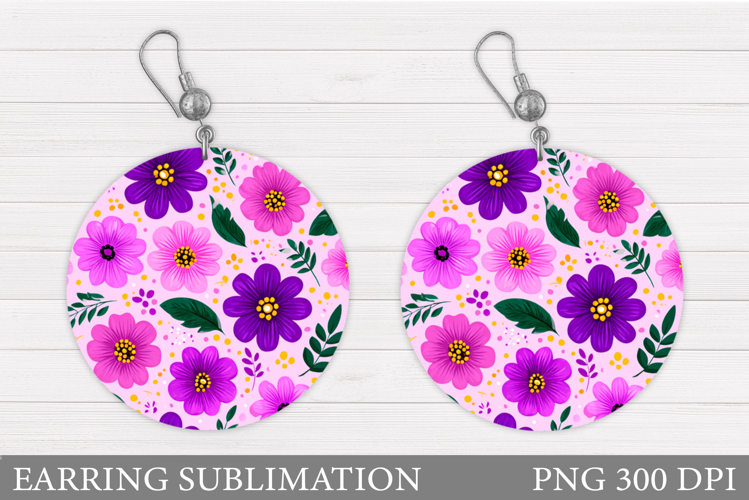 Floral Earring Sublimation. Flowers Earring Design