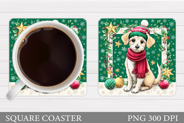 Christmas Dog Coaster. Christmas Coaster Sublimation