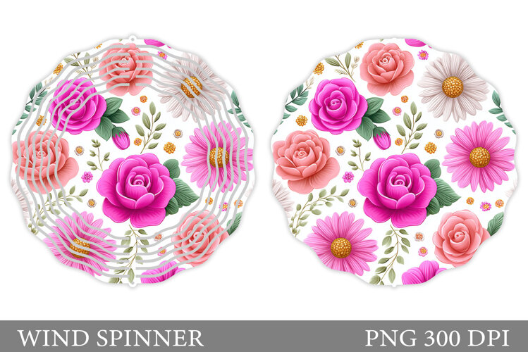 Floral Wind Spinner Sublimation. Flowers Wind Spinner Design example image 1