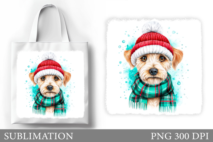 Christmas Dog Tote Bag Design. Christmas Dog Sublimation