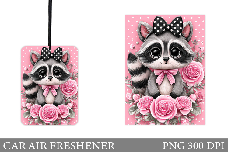 Cute Raccoon Car Air Freshener. Cute Raccoon Sublimation