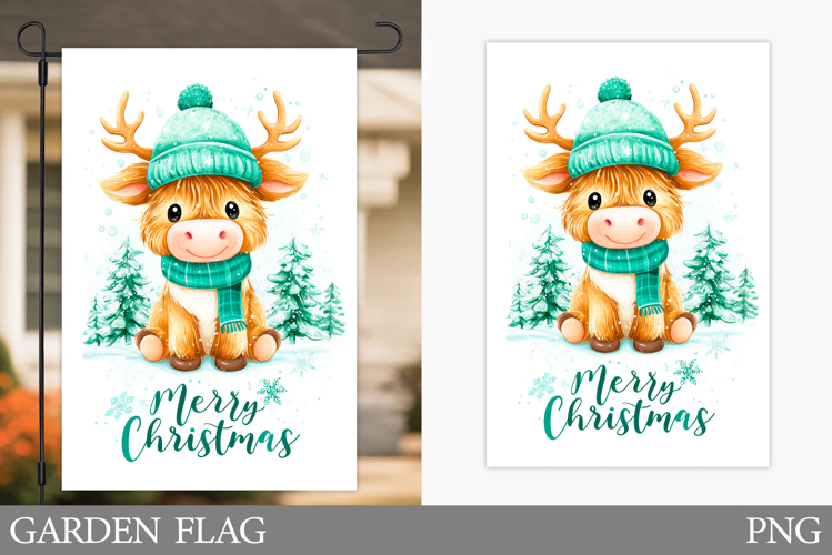 Christmas Cow Garden Flag. Christmas Garden Flag Sublimation