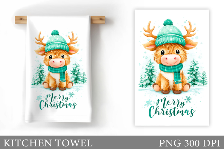 Christmas Cow Kitchen Towel Design. Christmas Kitchen Towel