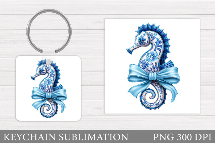 Seahorse Keychain Design. Seahorse Sublimation example image 1