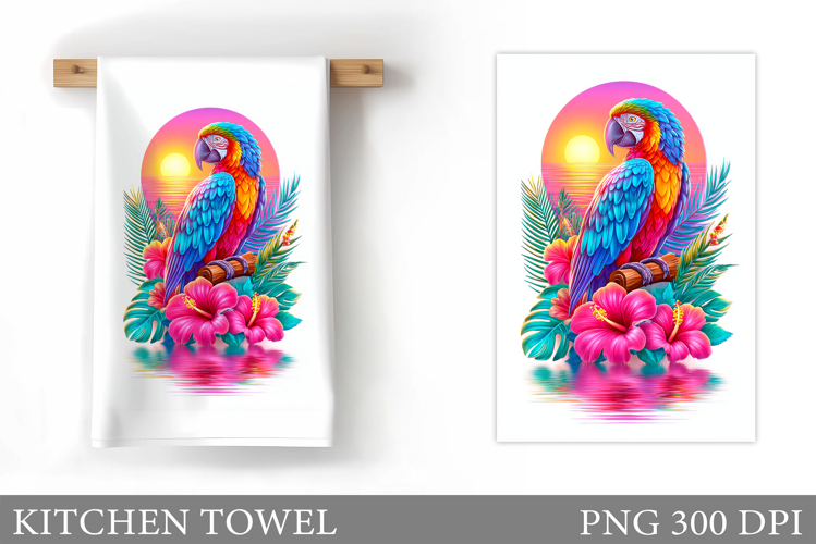 Parrot Kitchen Towel. Sea Kitchen Towel Sublimation