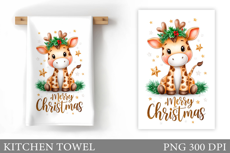 Cute Giraffe Kitchen Towel. Christmas Kitchen Towel Design