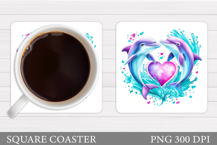 Valentines Dolphins Coaster. Valentines Coaster Sublimation