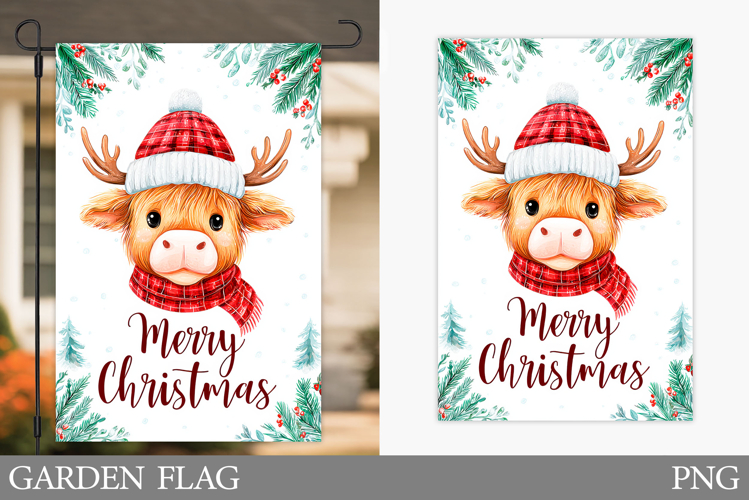 Christmas Cow Garden Flag. Christmas Garden Flag Design