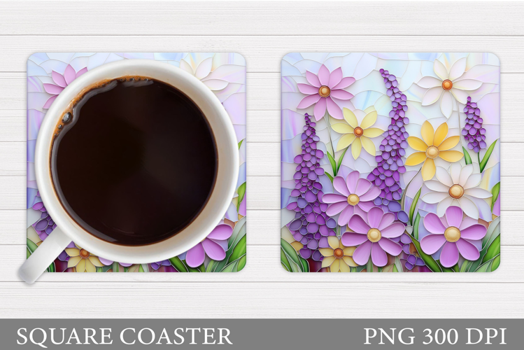 Wildflowers Coaster Design. Flowers Coaster Sublimation