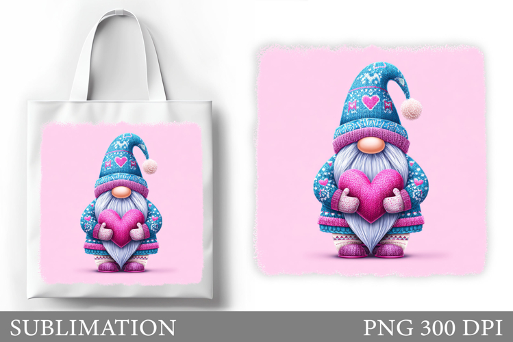 Valentines Gnome Sublimation. Valentines Gnome Tote Bag