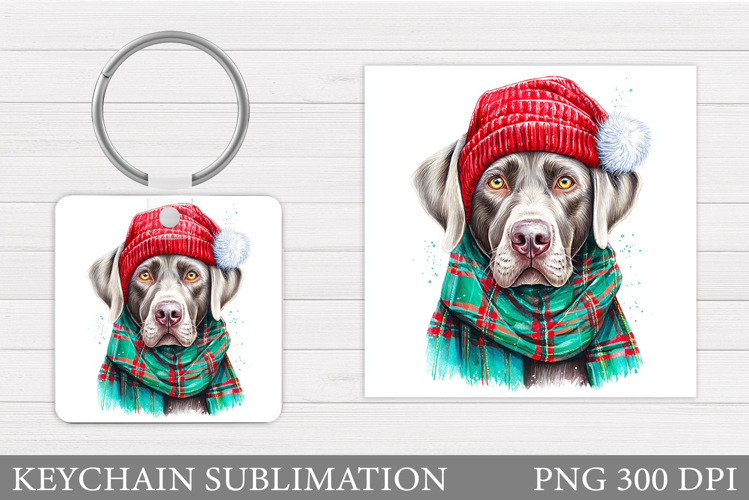 Christmas Dog Keychain. Christmas Keychain Sublimation