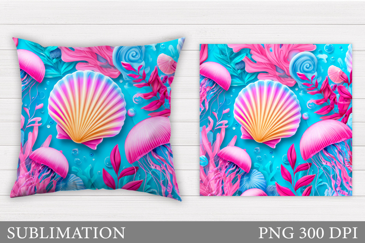 Seashell Pillow Design. Starfish Pillow Sublimation