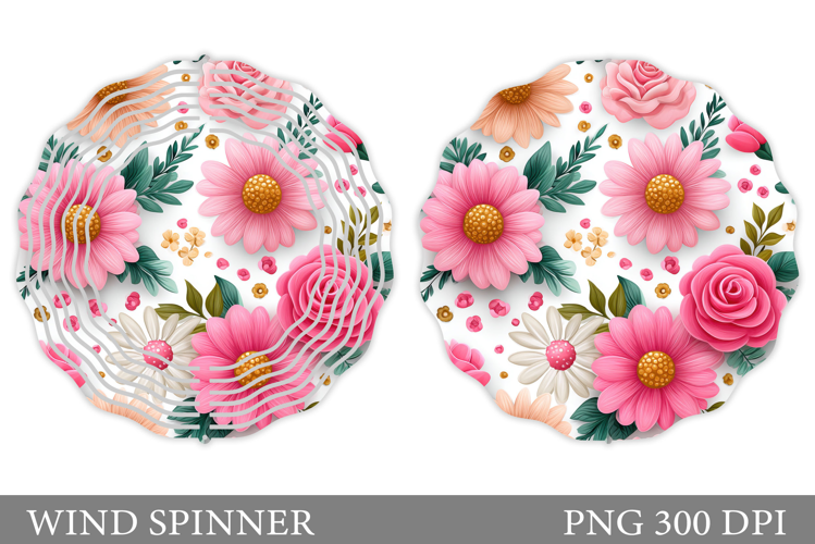Floral Wind Spinner Sublimation. Flowers Wind Spinner Design