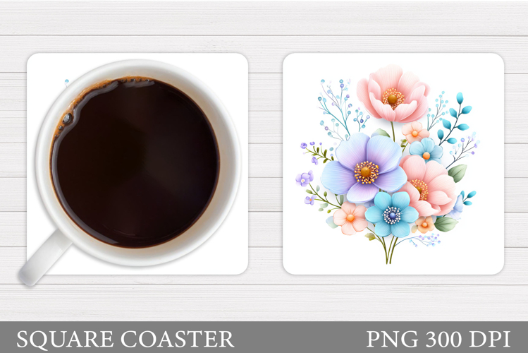 Flowers Coaster Sublimation. Floral Coaster Design