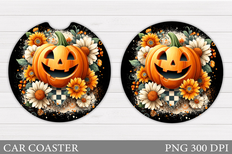 Halloween Pumpkin Coaster Design. Halloween Car Coaster