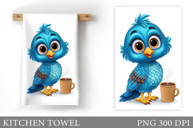 Cute Bird Kitchen Towel Design. Cute Bird Sublimation