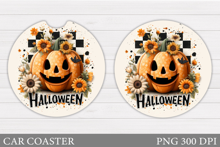 Halloween Pumpkin Coaster. Halloween Car Coaster Sublimation