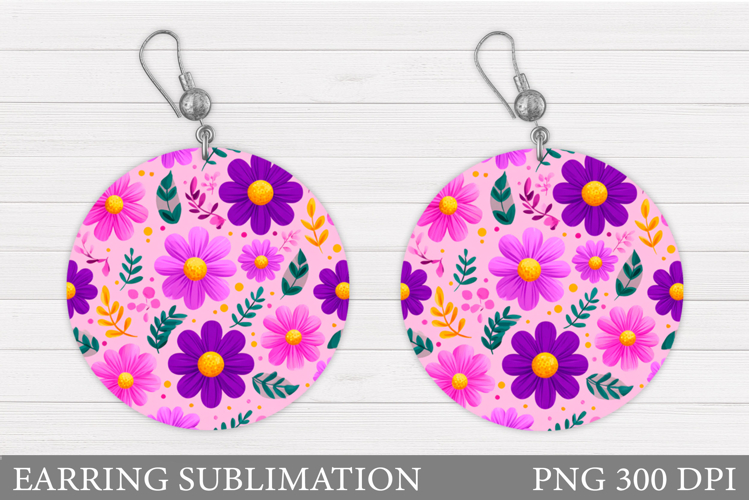Floral Earring Sublimation. Flowers Earring Design