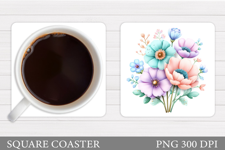 Floral Coaster Design. Flowers Coaster Sublimation