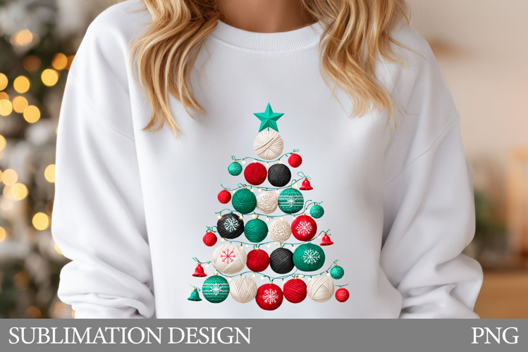 Yarn Christmas Tree T-Shirt. Christmas Tree Sublimation