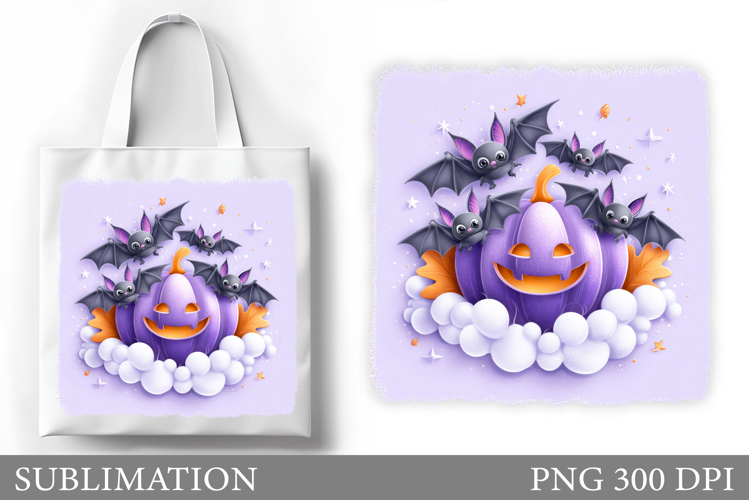 Halloween Pumpkin Sublimation. Cute Pumpkin Tote Bag Design
