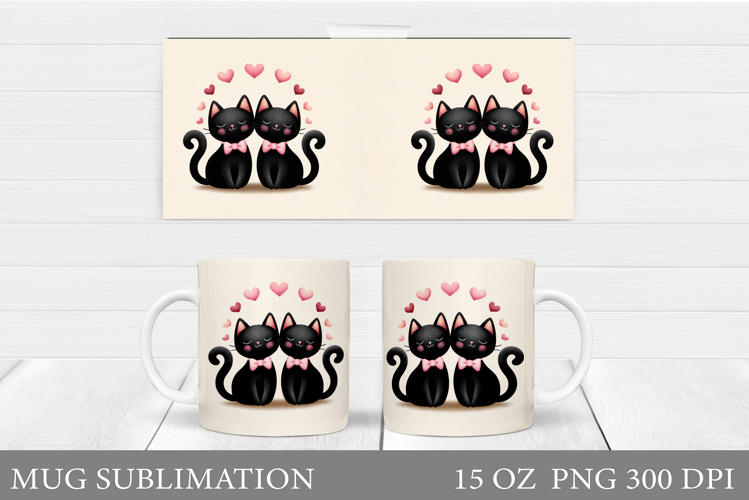 Valentines Cat Mug Design. Valentines Mug Sublimation