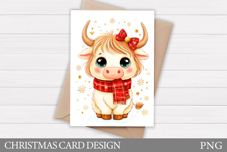 Christmas Cow Card Printable. Christmas Card Design