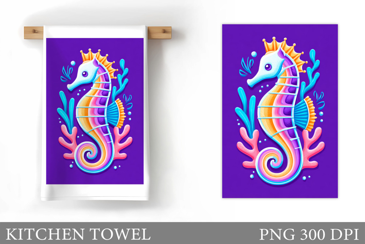 Seahorse Kitchen Towel Design. Sea Kitchen Towel Sublimation