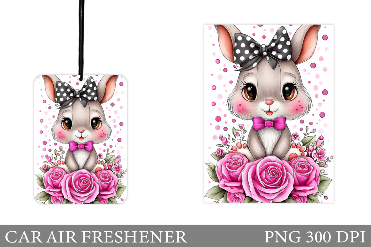 Cute Bunny Car Air Freshener Design. Cute Bunny Sublimation