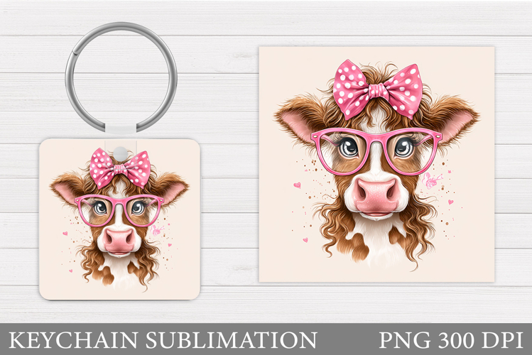 Cute Cow Keychain Design. Cute Cow Sublimation