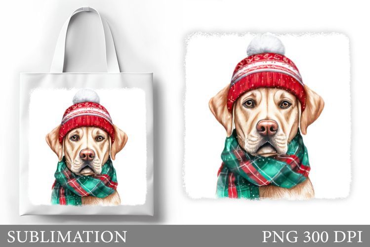 Christmas Dog Tote Bag Design. Christmas Dog Sublimation