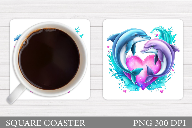 Valentines Dolphins Coaster. Valentines Coaster Sublimation