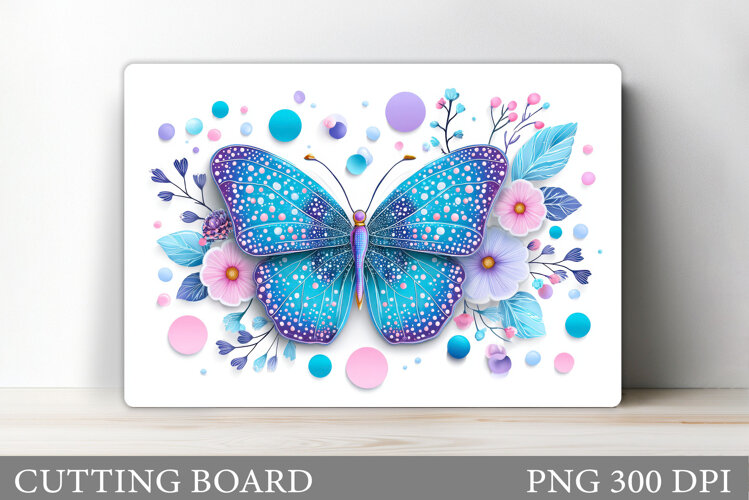 Butterfly Cutting Board. Flowers Cutting Board Sublimation example image 1