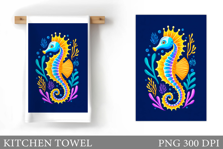 Seahorse Kitchen Towel Design. Sea Kitchen Towel Sublimation