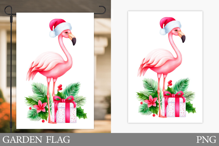 Christmas Flamingo Kitchen Towel. Christmas Kitchen Towel