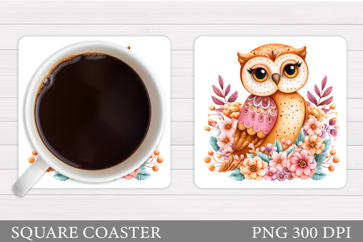 Cute Owl Coaster Design. Cute Owl Sublimation