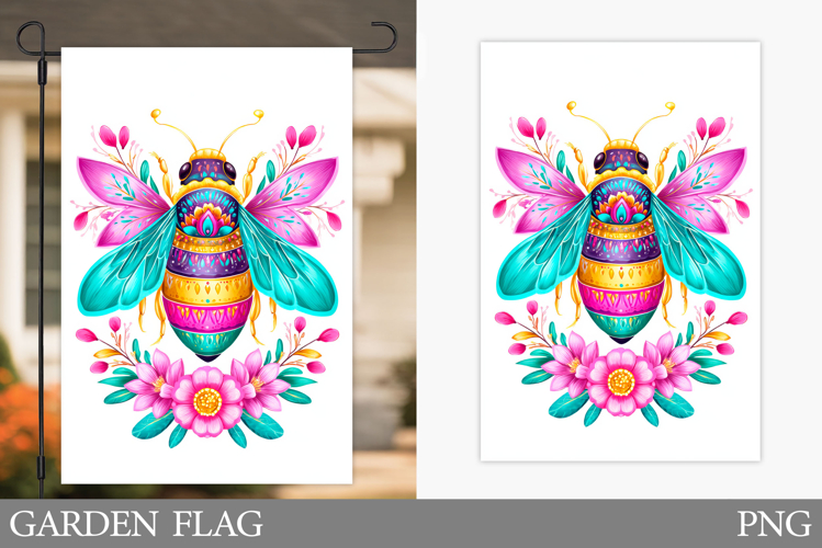 Bee Garden Flag Design. Summer Garden Flag Sublimation