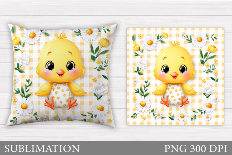 Spring Chick Pillow Sublimation. Spring Pillow Design